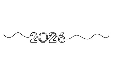 2026 continuous line art number outline illustration in single stroke minimal style for creative decoration
