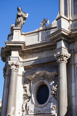 Catania Cathedral. Saint Agatha Cathedral in Piazza del Duomo in Catania, Sicily, Italy. Italian holidays. Sicilian travel. Sightseeing in Sicily. 