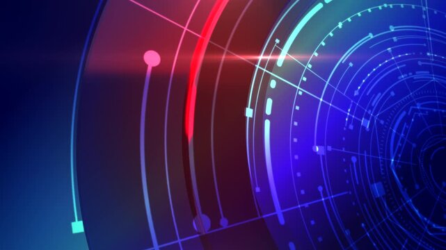 hightech digital dashboard with rotating sensors and vivid data streams