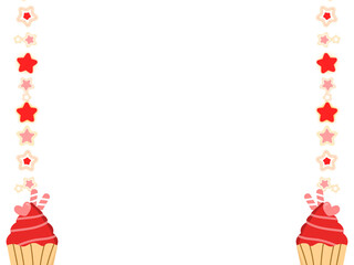 Frame with cupcake. Christmas card with a frame. Birthday frame with a cupcake. Sweet dessert border