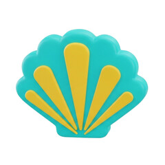 Turquoise and Yellow Seashell Icon for Beach and Summer Vacation Designs