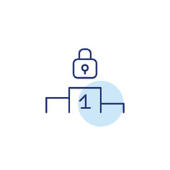 Lock on winner's podium. Secure victory and achievement. Pixel perfect, editable stroke vector icon