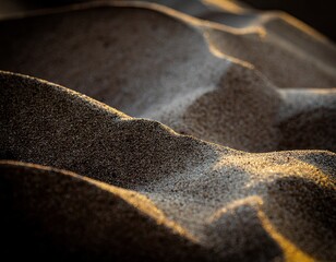 Abstract Golden Sand Dunes Illuminated by Warm Sunlight Creates Rippling Textures and a Sense of Tranquility
