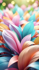 A Close Up Of Pastel Colored Leaves And Petals In A Soft Focus Garden With Bokeh Lights And A Dreamy Atmosphere