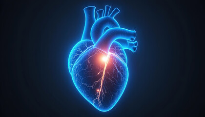 Stunning neon heart visual for medical research, healthcare concepts, and innovative health technology promotions plus cardiology presentations