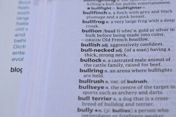 Definition Of English Dictionary Close Up Of Page With Word - bull-necked