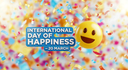 International Day of Happiness Burst: A Joyful Explosion of Smiles, Confetti, and Positivity Celebrating Emotional Well-Being on March 20