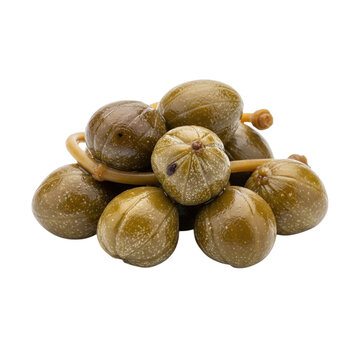 Pile of Brined Caper Berries on Isolated Black Background Macro Shot Revealing Texture and Details for Gourmet Cooking and Mediterranean Cuisine