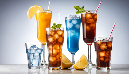 Cocktail with ice and lemon