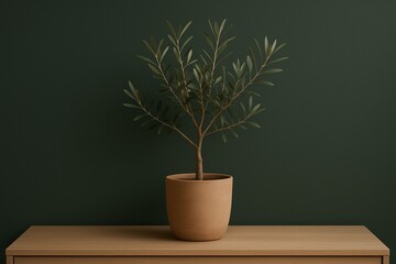 Olive tree in minimalist ceramic pot