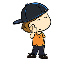 Street boy gives a thumbs-up with smile cartoon illustration
