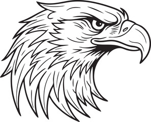 Obraz premium A majestic eagle's head illustration showcasing its sharp beak and feathers in a detailed profile view