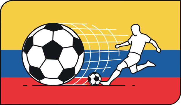 Colombia Soccer Flag Silhouette with Player and Ball