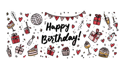 Playful Birthday Party Doodle Illustration