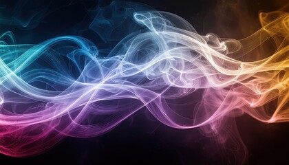 Abstract Digital Waveform With Colorful Particles Flowing Across Dark Background Representing Data Flow Or Energy Movement