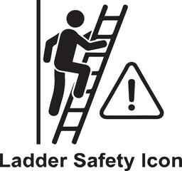 Ladder Safety Icon &ndash; Workplace Safety Warning Vector