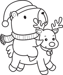 Illustrations christmas theme of cute capybara character clip art for kids. Capybara 