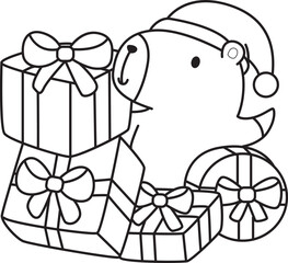 Illustrations christmas theme of cute capybara character clip art for kids. Capybara 