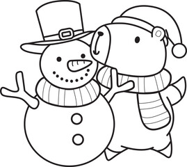 Illustrations christmas theme of cute capybara character clip art for kids. Capybara 