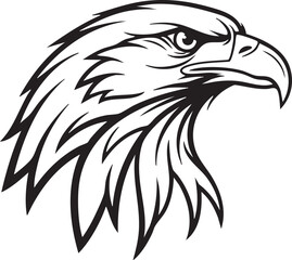Obraz premium Illustration of a majestic eagle's head with sharp gaze in a bold black and white vector graphic