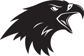 Fototapeta premium A black and white illustration of an eagle's head in profile, showcasing sharp talons and a fierce expression