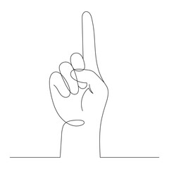 Human hand with index finger, continuous single-line drawing. Pointing gesture of a hand drawing a single line. Finger instruction concept, vector illustration. Editable line
