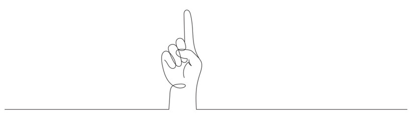 Human hand with index finger, continuous single-line drawing. Pointing gesture of a hand drawing a single line. Finger instruction concept, vector illustration. Editable line