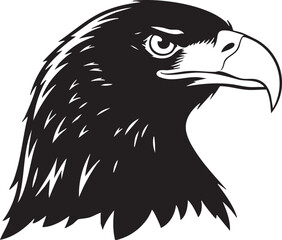 Obraz premium A majestic eagle's head is depicted in a detailed black and white illustration showcasing its sharp beak and piercing gaze from a side profile.