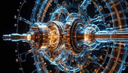Futuristic technology with captivating complexity, glowing in the darkness, ideal for modern tech concepts and innovative designs, sparking imagination