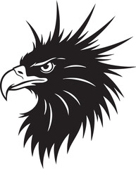 Fototapeta premium Stylized black vector head of a fierce eagle or hawk, a powerful graphic emblem for a sports mascot or team logo