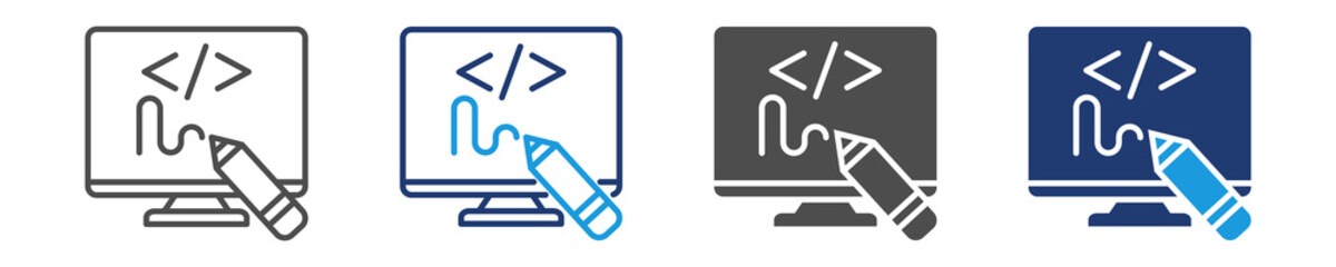 drawing with code icon set multie style
