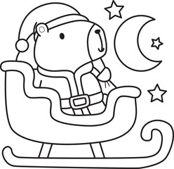 Illustrations christmas theme of cute capybara character clip art for kids. Capybara 