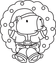 Illustrations christmas theme of cute capybara character clip art for kids. Capybara 