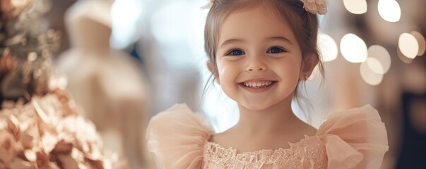 Smiling child in elegant dress.