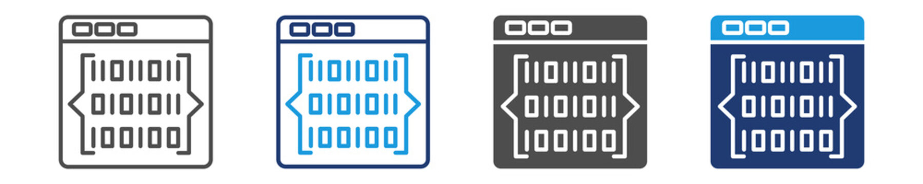 binary code icon set multie style