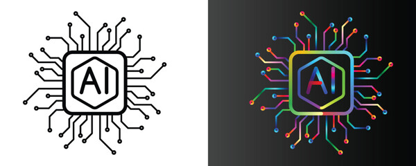 Modern AI concept with vibrant circuit design and clean lines perfect for tech and innovation projects.