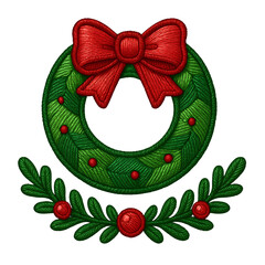 embroidered christmas wreath clipart 