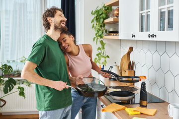 Cozy afternoon cooking together in a bright home kitchen with laughter and love