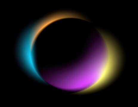 Abstract Circular Orb With Glowing Neon Aurora Effect In Deep Black Space