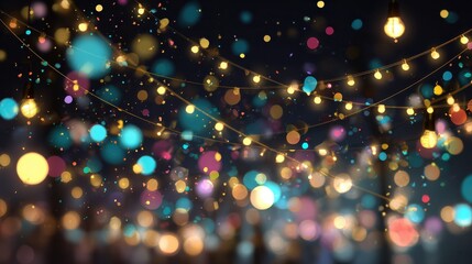 colorful christmas party flyer with confetti and string lights 2026