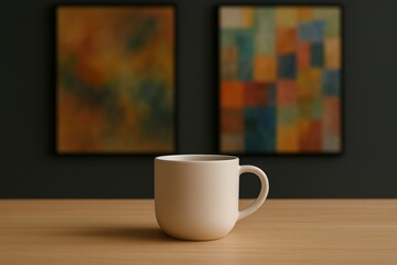 Minimalist tea cup on wooden table
