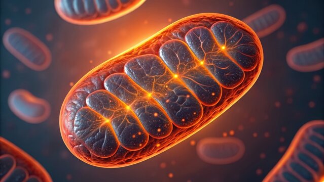 Mitochondria Under Oxidative Stress With Glowing Effects Visuals