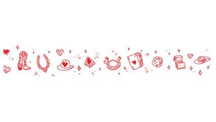 Lucky Cowgirl Party Doodles Border