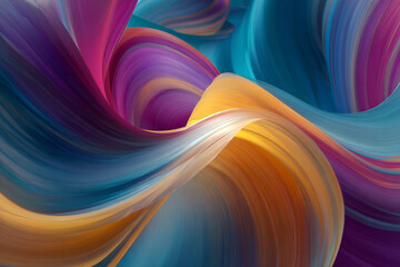 Vibrant abstract waves of blue purple pink and orange hues create a dynamic flow