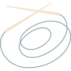 Pair Of Light Beige Knitting Needles With A Looped Teal Blue Cord On A Transparent Background