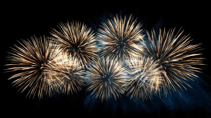 Elegant 2026 New Year gold fireworks on midnight blue