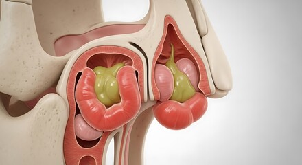 Nasal Polyps Illustration: Medical Visualization of Sinus Tissue