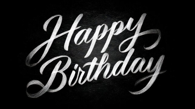 analog handwritten animation happy birthday message in white ink black background 2026