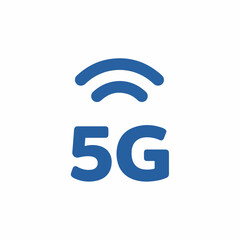 5G connection shown with wireless signal icon on white background. Modern 5G connection technology offers high speed transmission for mobile networks and smart devices.