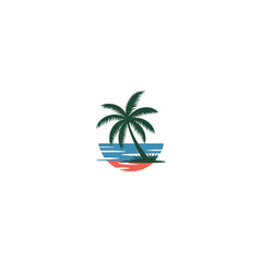 palmtree icon beach waves logo